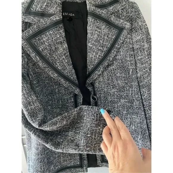 ESCADA Wool blend  Blazer Womens Shoulder Pads Tailored Jacket Office Classic si - Picture 4 of 11